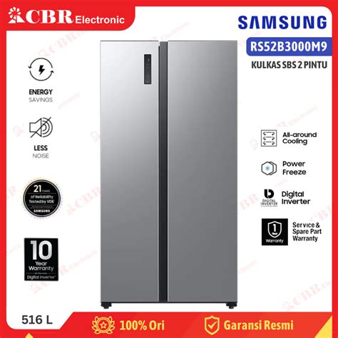 Jual Kulkas SAMSUNG SIDE BY SIDE 2 Pintu RS52B3000M9 516L Inverter