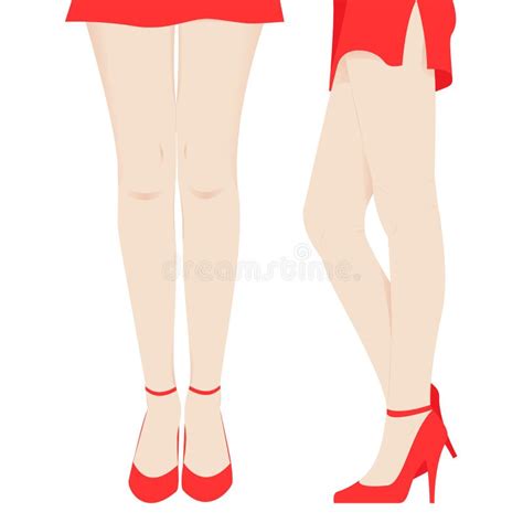 Hand Drawn Female Legs In Red Shoes Graceful Woman Legs Isolated On