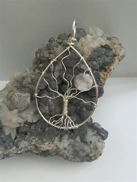 Tree Of Life Moon Pendant Silver Wire Wrap Tree Of Life Etsy Wire