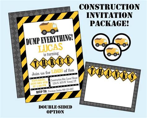 Construction Birthday Party Invitation Dump Everything Birthday