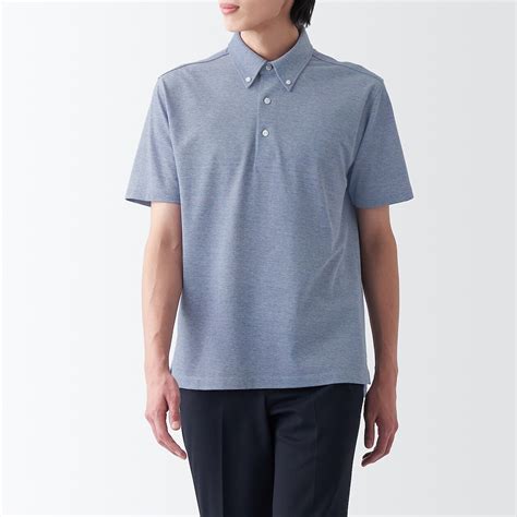 ÁO POLO VẢI PIQUE COOL TOUCH CỔ CÀI NÚT NAM XS XANH HẢI QUÂN MUJI