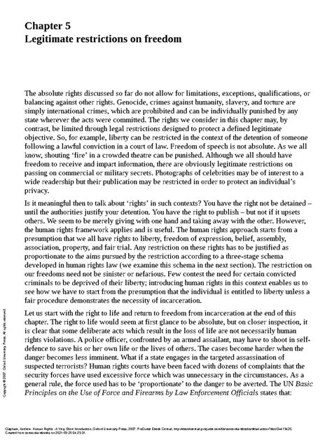 Human Rights A Very Short Introduction - Chapter 5: Freedom