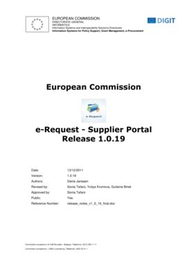 Fillable Online Ec Europa Release Notes Of E Request V1 0 19 European