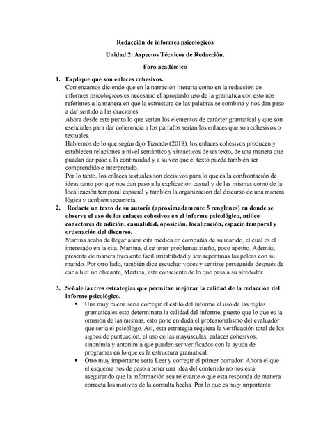 Redacción De Informes Psicológicos A A Redacción De Informes