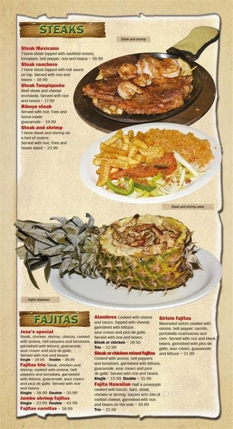 Menu Of Joses Mexican Restaurant In Hendersonville Tn 37075