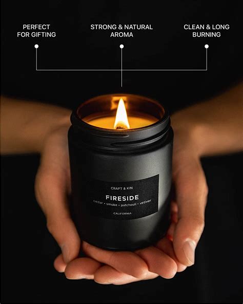 Smokey Fireside Scented Candle For Men Soy Aromatherapy Candle In