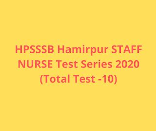 HPSSSB Hamirpur Staff Nurse Exam Test Series 2020 Total Test 10