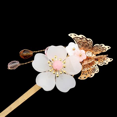 Retro Floral Flower Bead Hair Stick Hairpin Ancient Chinese Japanese