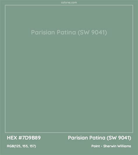 Parisian Patina SW 9041 Complementary Or Opposite Color Name And Code