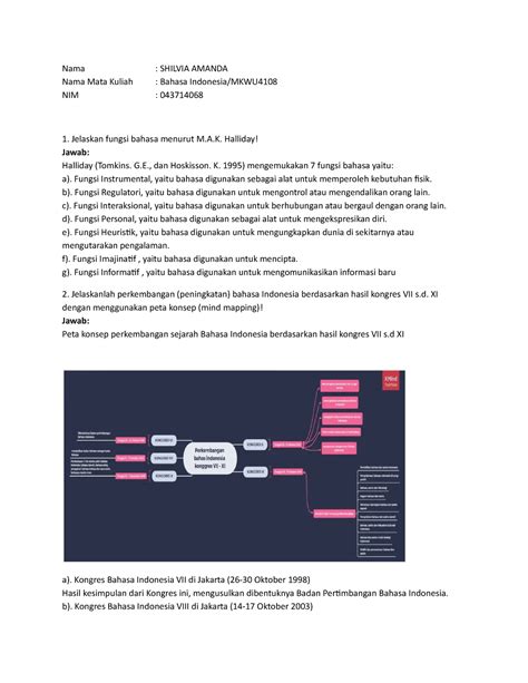 Tugas 1 Bahasa Indonesia Nama SHILVIA AMANDA Nama Mata Kuliah