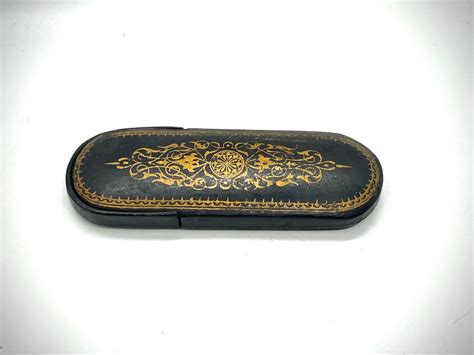 Antique Case With Eyeglasses Gold Colored Eyeglasses Black and Gold ...