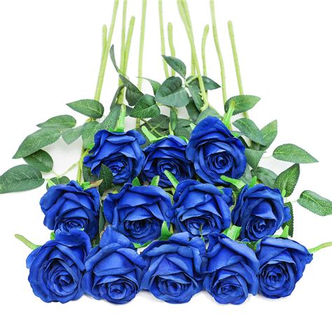 Amazon Tifuly Royal Blue Roses Artificial Flowers 12 Pcs