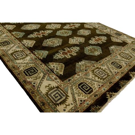 Bungalow Rose Handmade Hand Knotted Wool Brown Beige Rug Wayfair