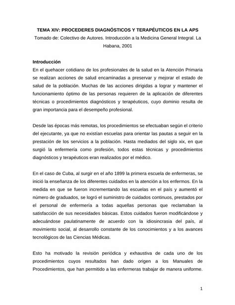 Pdf Tema Xiv Procederes Diagn Sticos Y Terap Uticos En La Aps Tema