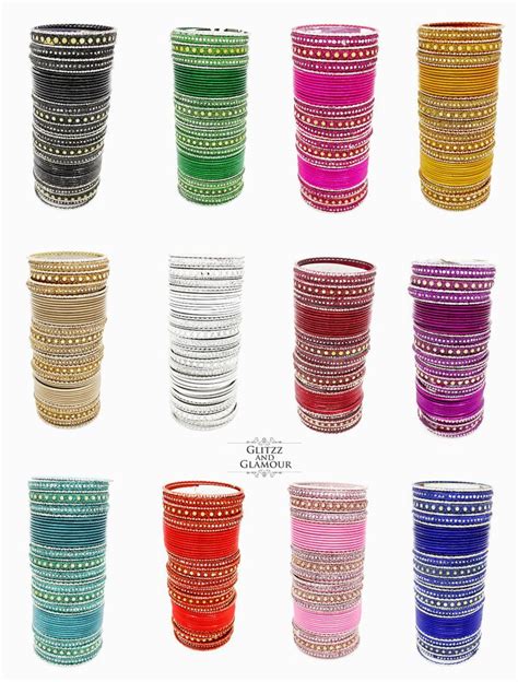 Pack Of Mirror Glitter Indian Bangles Churi Bollywood Jewellery Set