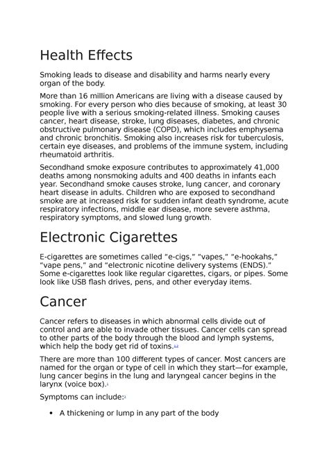 Health Effects Smoking Health Effects Smoking Leads To Disease And