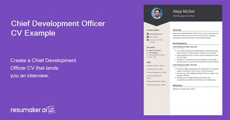 Chief Development Officer CV Example For 2024