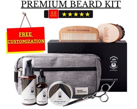 Beard Care Kit And Grooming Set With Travel Bag Scissors Comb Boar