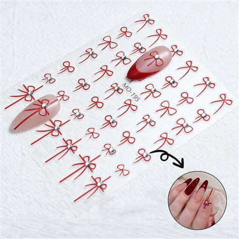 Bow Ribbon Bowknot Nail Stickers Crystal Diamond Adhesive Stickers