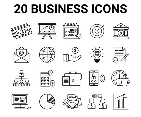 Set Of Business And Finance Icons In Line Style Vector Set Vector