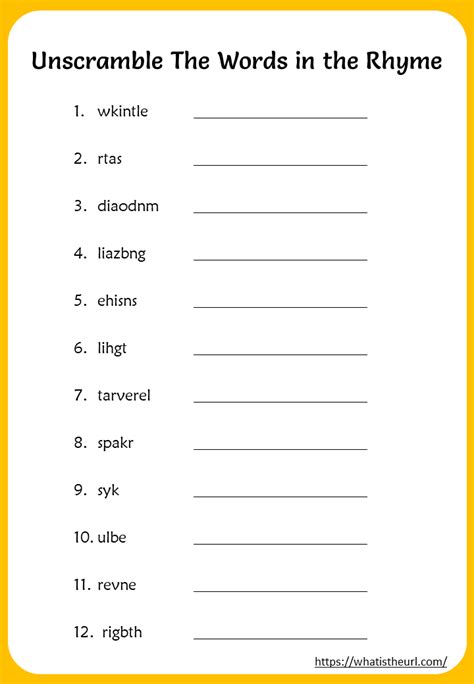 Word Unscramble Printable