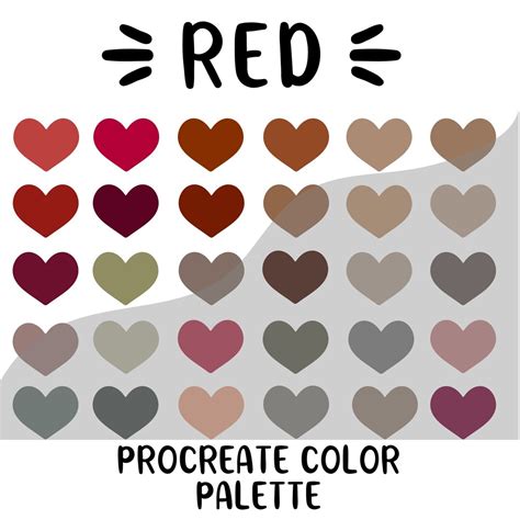 Procreate Color Palette Red Album Cover Colors Procreate Colors for ...