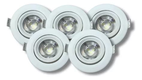 Kit 5 Spot Led Elgin Luminária Mr16 5w 6500k Redondo Direc Cor Branco