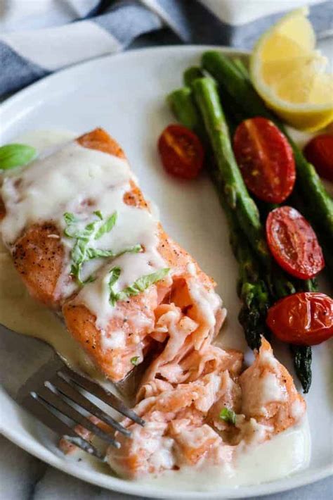 Baked Salmon With Parmesan Cream Sauce House Of Yumm