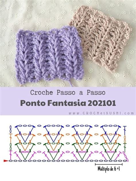 Amostra de Ponto Fantasia de Crochê 202102 CROCHetSUSHI Pontos de