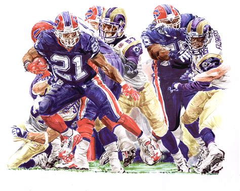 Pro Football Journal Presents Nfl Art Feint Left Bils And Rams Artist