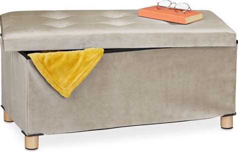 IDMarket Banc Coffre Rangement Sur Pied 100 Cm Tissu Gris Anthracite