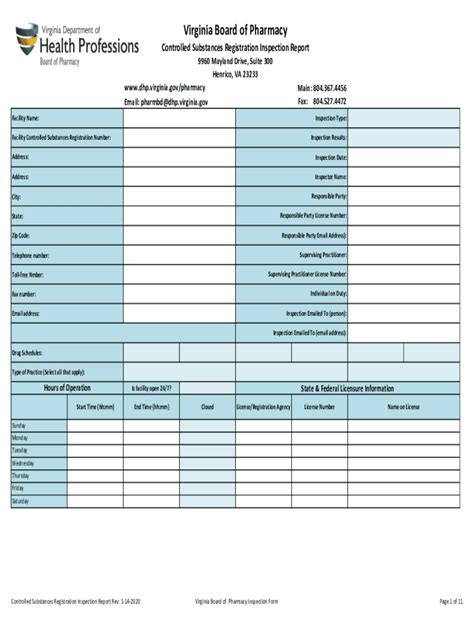 Fillable Online Controlled Substances Registration Inspection Report Controlled Substances