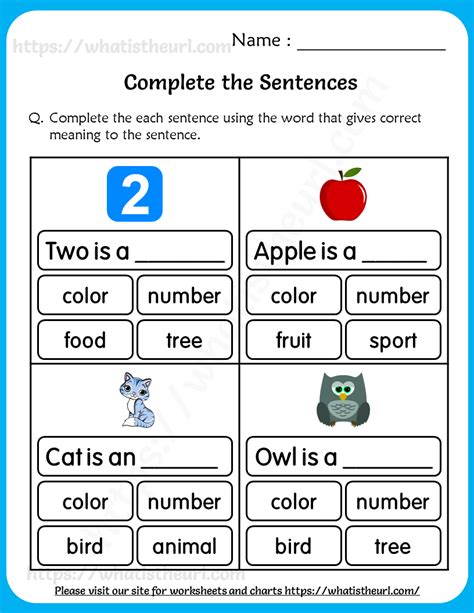 Sentence Worksheet For Grade 2