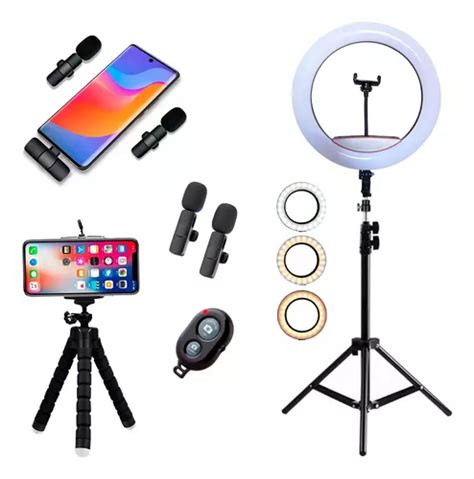 Kit Youtuber Ringlinght Microfone Lapela Mini Trip Parcelamento