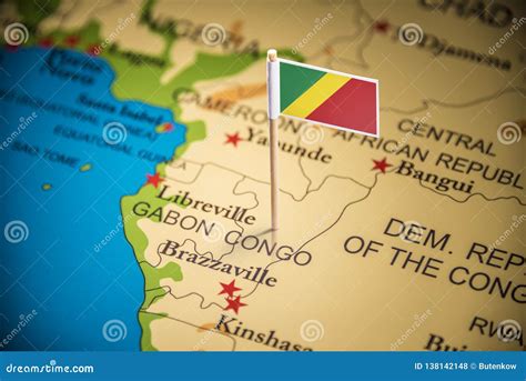 Congo Marked with a Flag on the Map Stock Photo - Image of card ...