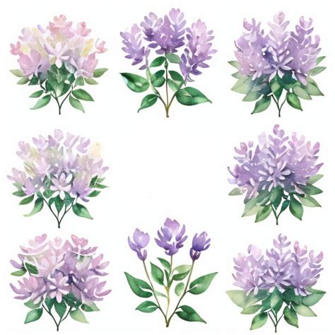 Premium Photo Watercolor Lilac Flowers Clipart