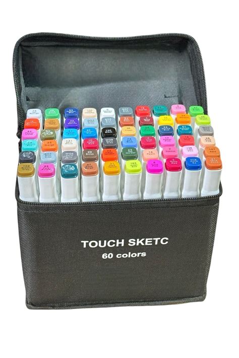 TOUCH SKETC 60 Adet Çift Taraflı Marker Kalem Seti Çantalı Ve Standlı