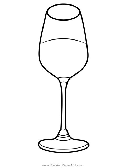 A Wine Glass Is Shown In This Black And White Outline Art Printable