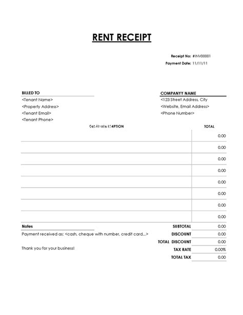 16 Printable Rent Receipt Templates Word Pdf