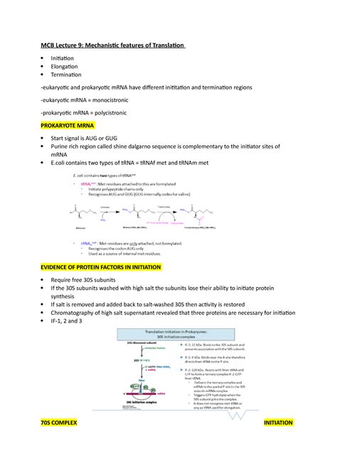 Molecular Cell Biology Lecture 9 Notes MCB Lecture 9 Mechanistic