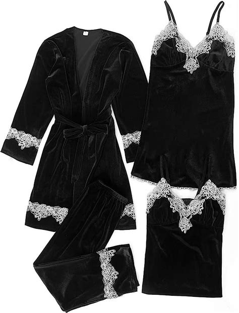 Damen Nachtwäsche Seide Seide Satin Nachthemd Hausanzug Pyjama Set Mit