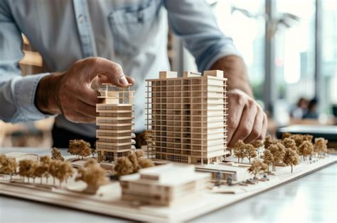 Businessman Or Architect Showing Scale Model Of New Office Complex In