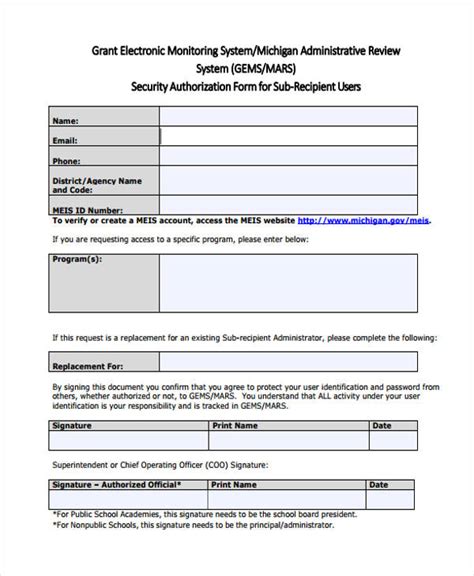 Free 12 Security Authorization Forms In Pdf Ms Word