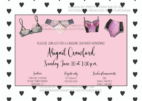 Lingerie Shower Invitation Printable Lingerie Party Etsy Canada