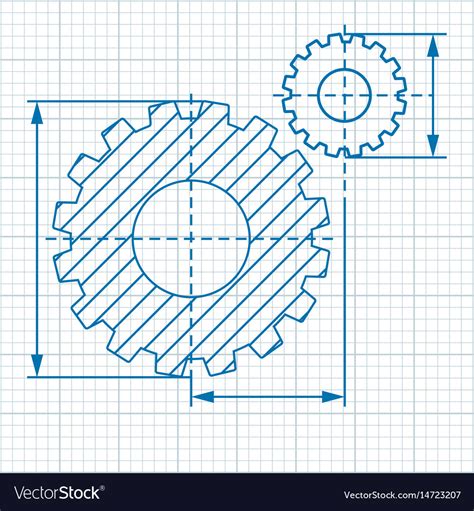 Cogwheel drawing blue Royalty Free Vector Image