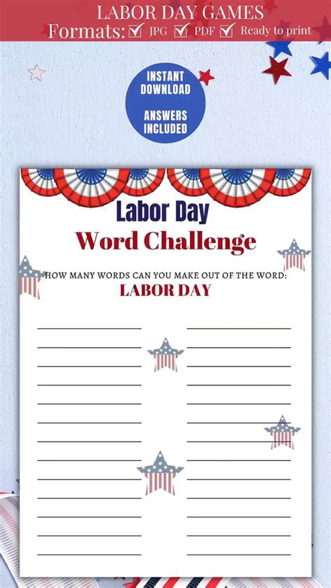 5 Labor Day Games Printable