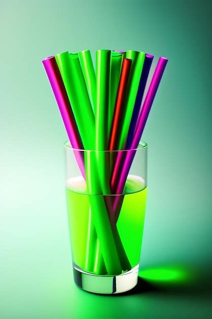 Premium Ai Image Green Empty Disposable Plastic Glass With Colorful