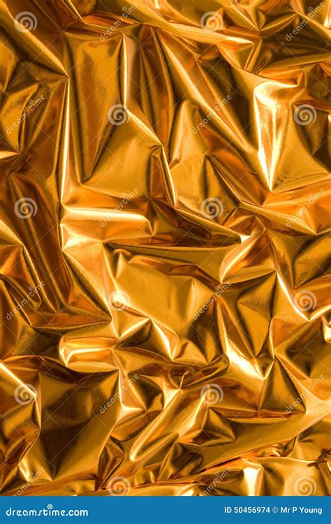 Crinkled gold paper stock photo. Image of decor, reflective - 50456974