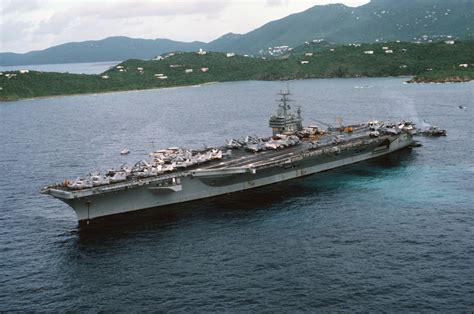 A Port Bow View Of The Nuclear Powered Aircraft Carrier Uss Dwight D