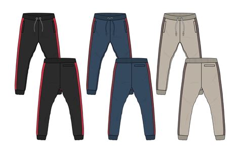 Fleece Cotton Fabric Jogger Sweatpants Technical Fashion Flat Sketch